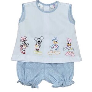 Cece wells Mickey and Friends Embroidered Diaper Cover Set - Blue and White 2t